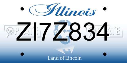 ZI7Z834 Illinois License Plate