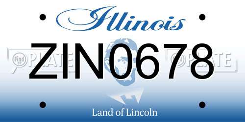 ZIN0678 Illinois License Plate
