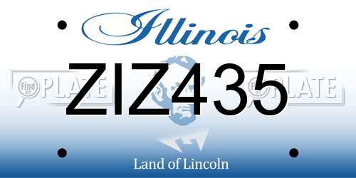 ZIZ435 Illinois License Plate