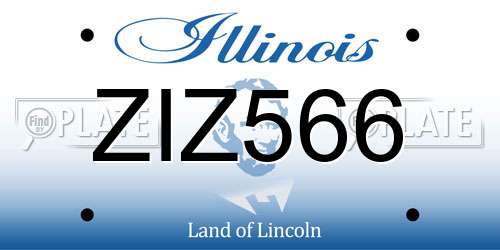 ZIZ566 Illinois License Plate