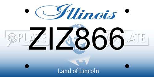 ZIZ866 Illinois License Plate