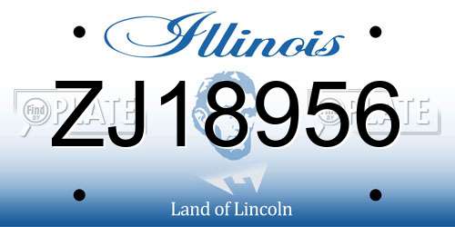 ZJ18956 Illinois License Plate