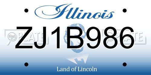 ZJ1B986 Illinois License Plate