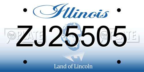 ZJ25505 Illinois License Plate