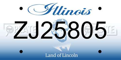 ZJ25805 Illinois License Plate
