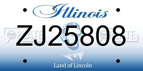 ZJ25808 Illinois License Plate