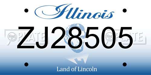 ZJ28505 Illinois License Plate