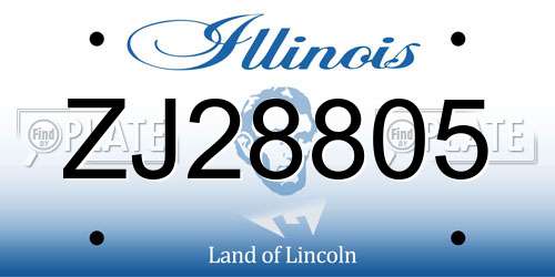 ZJ28805 Illinois License Plate
