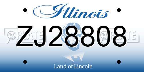 ZJ28808 Illinois License Plate