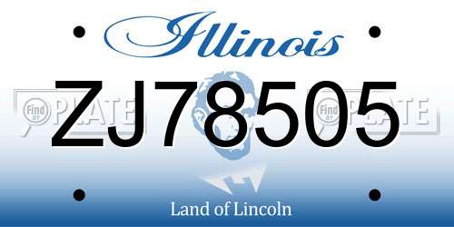ZJ78505 Illinois License Plate
