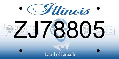 ZJ78805 Illinois License Plate