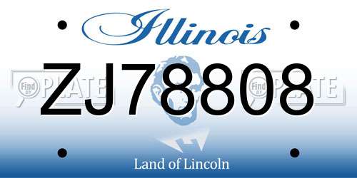 ZJ78808 Illinois License Plate