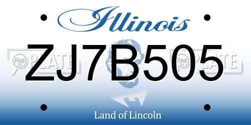 ZJ7B505 Illinois License Plate