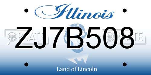 ZJ7B508 Illinois License Plate