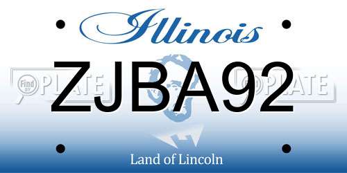 ZJBA92 Illinois License Plate