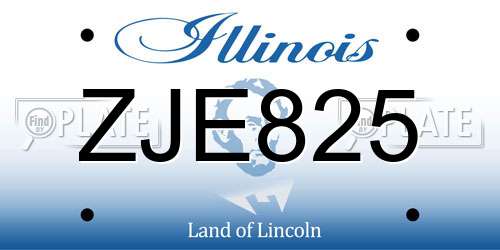 ZJE825 Illinois License Plate