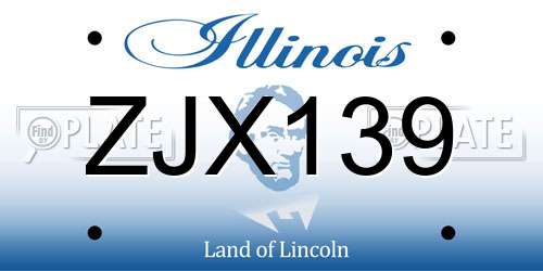 ZJX139 Illinois License Plate