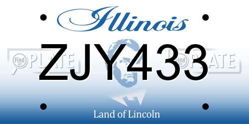 ZJY433 Illinois License Plate