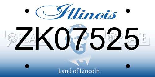 ZK07525 Illinois License Plate
