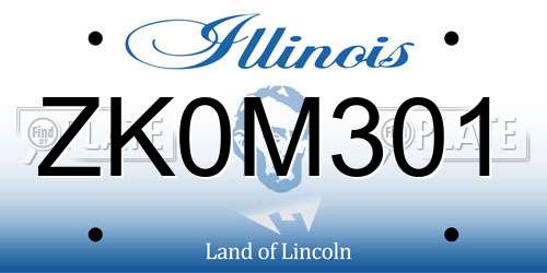 ZK0M301 Illinois License Plate