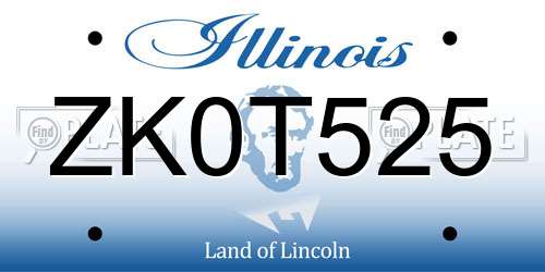 ZK0T525 Illinois License Plate