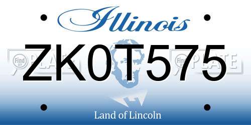 ZK0T575 Illinois License Plate