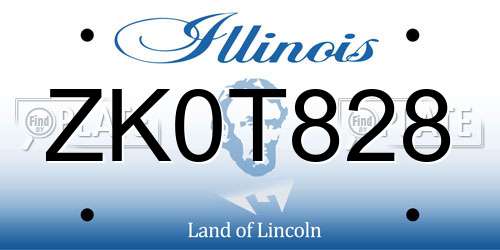 ZK0T828 Illinois License Plate