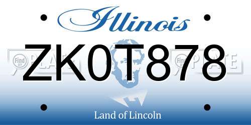 ZK0T878 Illinois License Plate