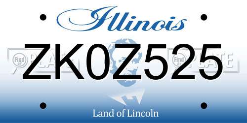 ZK0Z525 Illinois License Plate