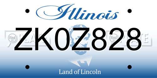 ZK0Z828 Illinois License Plate