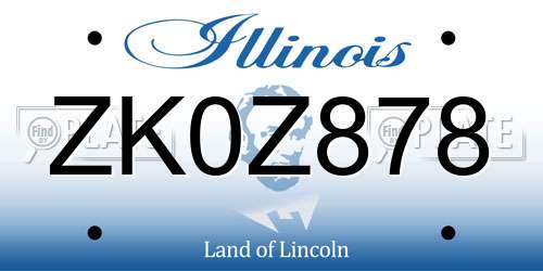 ZK0Z878 Illinois License Plate