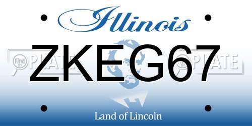 ZKEG67 Illinois License Plate