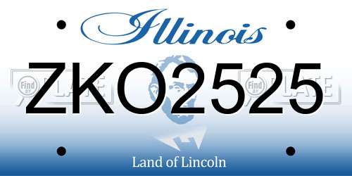 ZKO2525 Illinois License Plate