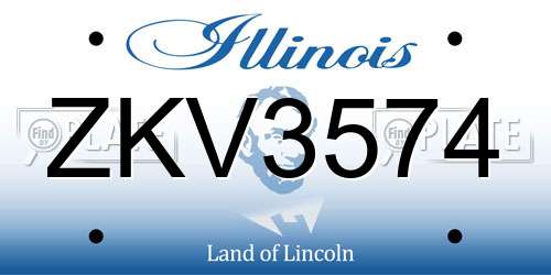 ZKV3574 Illinois License Plate