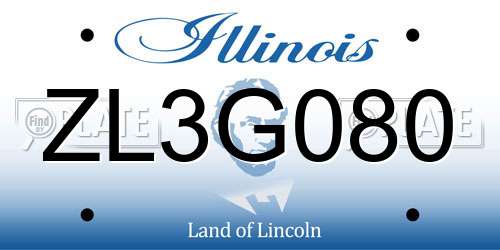 ZL3G080 Illinois License Plate