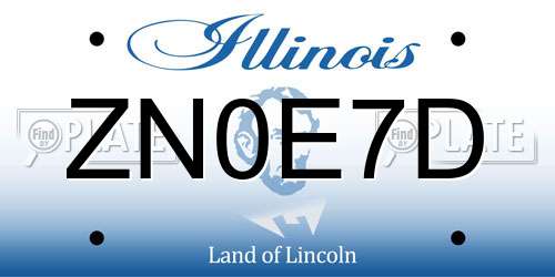ZN0E7D Illinois License Plate