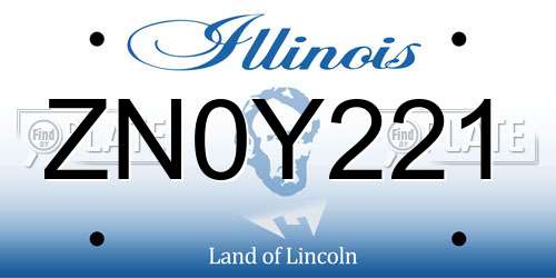 ZN0Y221 Illinois License Plate