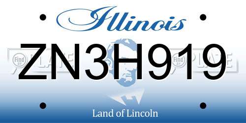 ZN3H919 Illinois License Plate