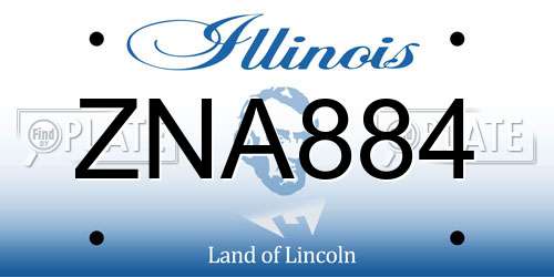 ZNA884 Illinois License Plate
