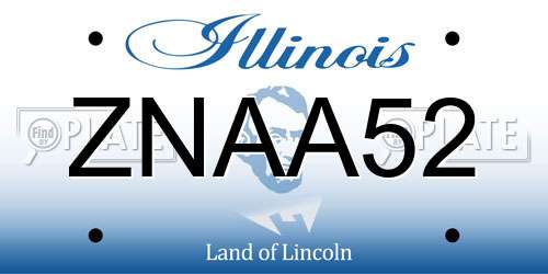 ZNAA52 Illinois License Plate