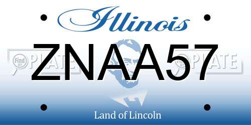 ZNAA57 Illinois License Plate