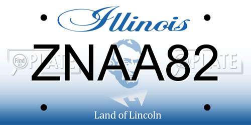 ZNAA82 Illinois License Plate