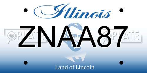 ZNAA87 Illinois License Plate