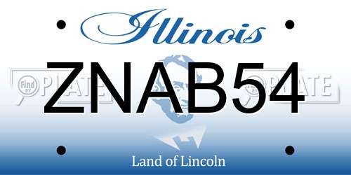 ZNAB54 Illinois License Plate