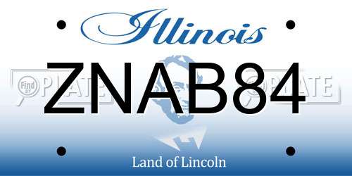 ZNAB84 Illinois License Plate
