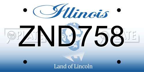 ZND758 Illinois License Plate
