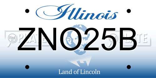 ZNO25B Illinois License Plate
