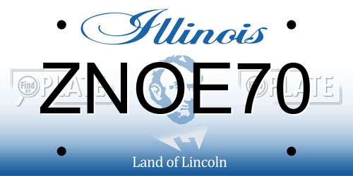 ZNOE70 Illinois License Plate