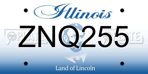 ZNQ255 Illinois License Plate