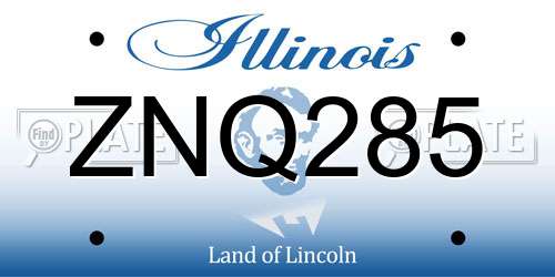 ZNQ285 Illinois License Plate